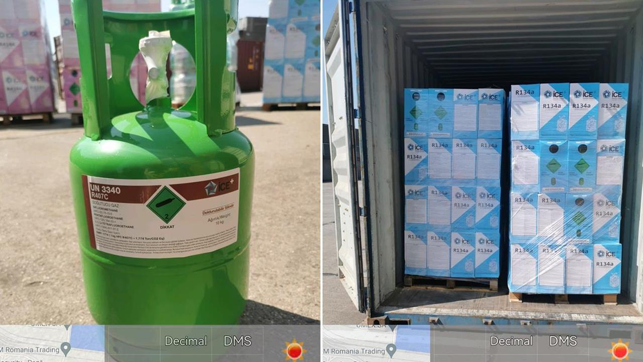 (FOTO) Garda de Mediu Constanța a oprit intrarea în țară a peste 1.100 de butelii încărcate cu gaze fluorurate